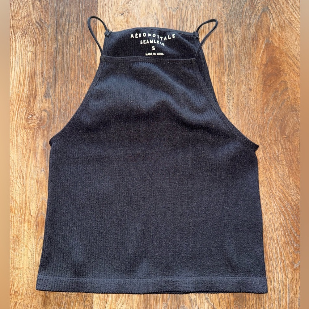 Aeropostale Black Fitted Sleeveless Crop Tank Seamless